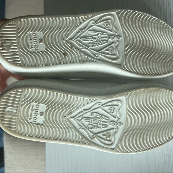 Gucci White Leather Sneakers with Pink Heel Tab
